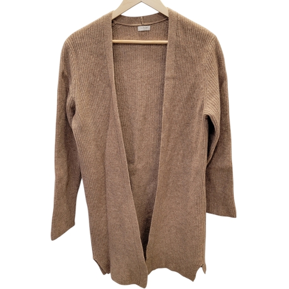 J.Crew Ribbed Knit Open Front Cardigan Sweater Tan Lambswool Neutral Women's S/M - Picture 14 of 15